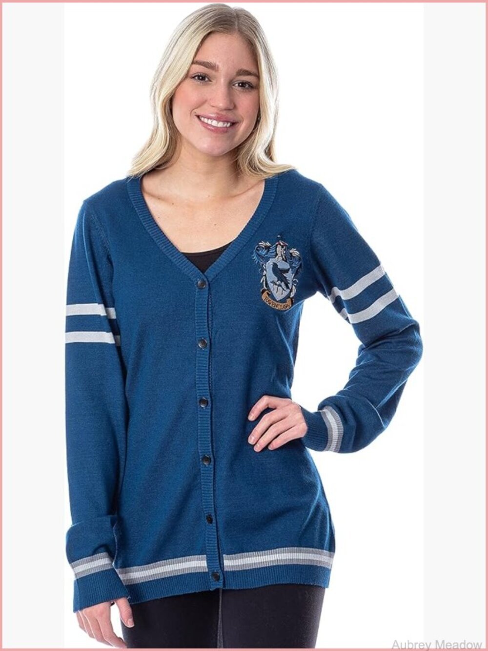 Harry Potter Slytherin House Crest Open Front Cardigan Knit Sweater